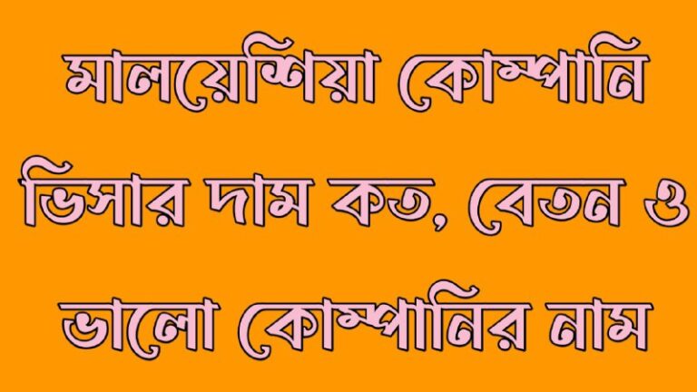 মালয়েশিয়া কোম্পানি ভিসার দাম কত, বেতন ও ভালো কোম্পানির নাম